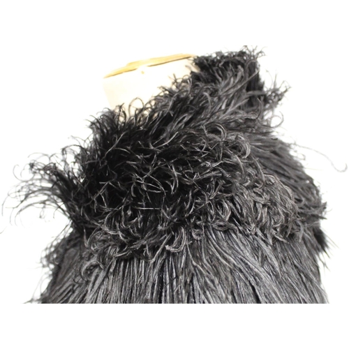 422 - Early 20th century black ostrich feather ladies cape with tasseled cord fastener and black rayon lin... 