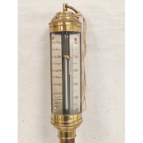 83 - Marine barometer with silvered scale signed Duterre Lisbon, with gimbal and circular fixing.