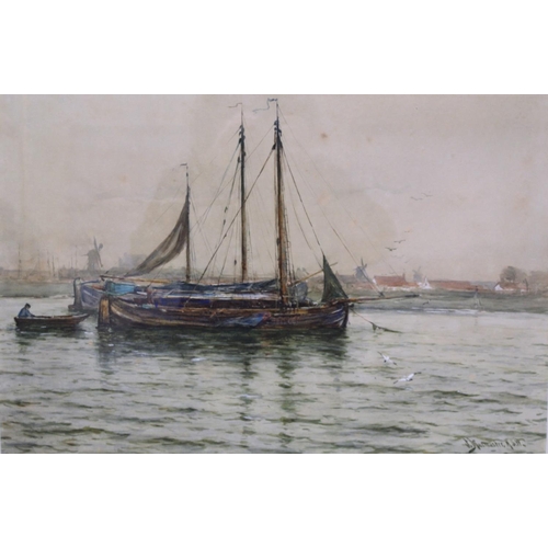 162 - James Macmaster (Scottish 1856-1913).Dutch canal scene.Watercolour.39cm x 58cm.Signed Nigel Stacy-Ma... 