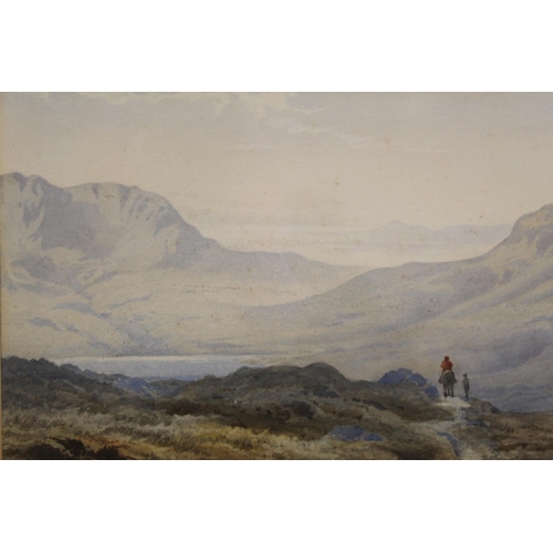 164 - Arthur Tucker (British 1863-1929).A Lakeland tarn with figures in foreground (Angle Tarn?).Watercolo... 