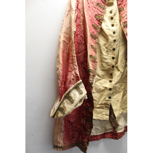 445 - 19th or early 20th century costume, possibly a fancy dress outfit, comprising pink damask jacket wit... 