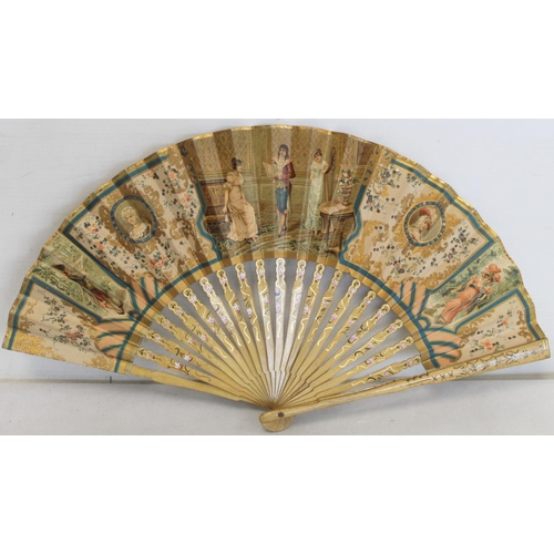 446 - Five various 19th/early 20th century ladies fans, comprising: Duvelloroy mother of pearl and painted... 