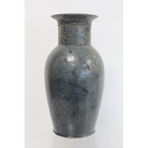 491 - Victorian Dunmore Pottery blue and grey crackle glazed vase of baluster form, impressed mark, 33.5cm... 