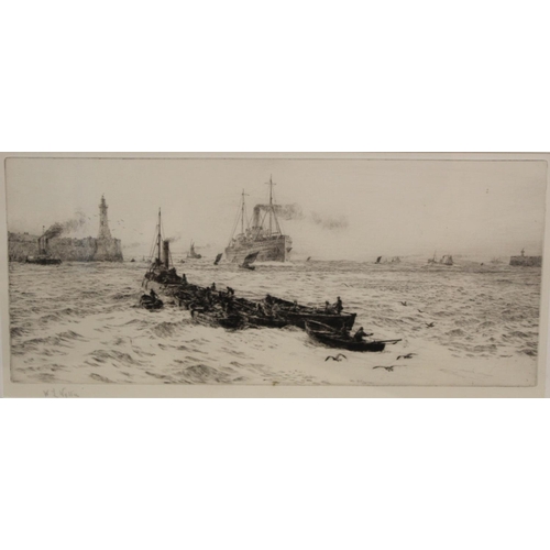 499 - Tynemouth, a monochrome etching by William Lionel Wyllie (1851-1931), signed in pencil and inscribed... 