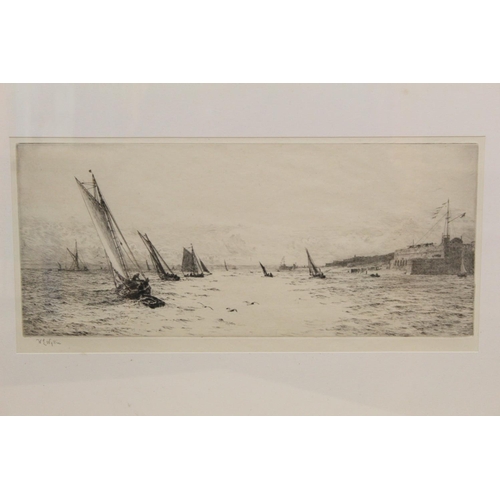 500 - The Solent from Southsea, monochrome etching by William Lionel Wyllie (1851-1931), signed in pencil,... 