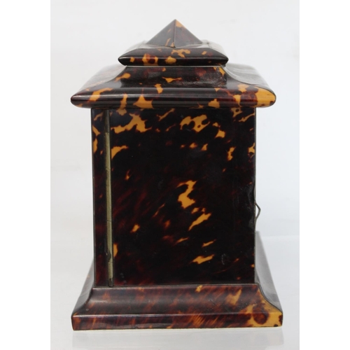 464 - 19th century tortoiseshell veneered table top cabinet of rectangular form, the domed top with hinged... 