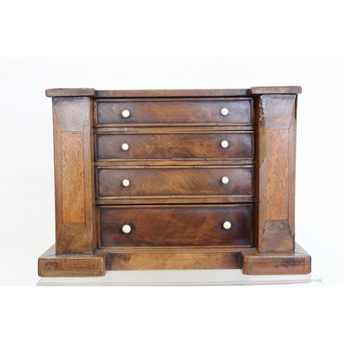 465 - 19th century mahogany veneered apprentice piece miniature chest of drawers of rectangular form with ... 