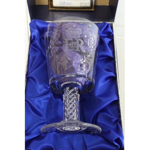 484 - Stuart Crystal Mayflower 350th Anniversary Limited Edition goblet, no. 185/500, 18cm high and anothe... 