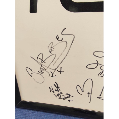 508 - Forth One radio signed whiteboard with signatures of the Sugababes, Liberty X and others. Purchased ... 