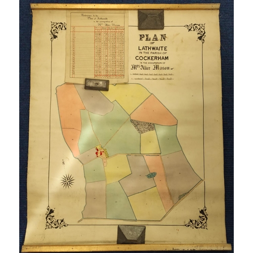 21 - Lathwaite, Cockerham, Lancaster.  Large hand col. plan with table entitled 