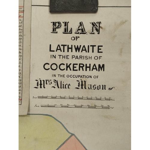 21 - Lathwaite, Cockerham, Lancaster.  Large hand col. plan with table entitled 