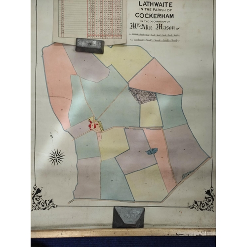 21 - Lathwaite, Cockerham, Lancaster.  Large hand col. plan with table entitled 