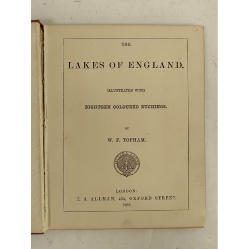 24 - TOPHAM W. F.  The Lakes of England. 18 col. etched plates. Small quarto. Orig. dec. red cl... 