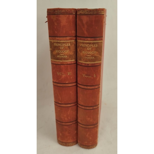 29 - SPENCER HERBERT.  The Principles of Biology. 2 vols. Text illus. Half red calf, some rubbi... 