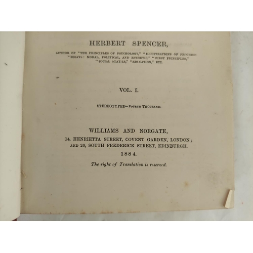 29 - SPENCER HERBERT.  The Principles of Biology. 2 vols. Text illus. Half red calf, some rubbi... 