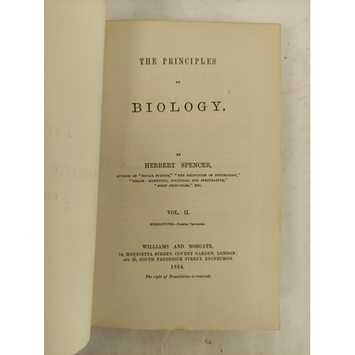 29 - SPENCER HERBERT.  The Principles of Biology. 2 vols. Text illus. Half red calf, some rubbi... 