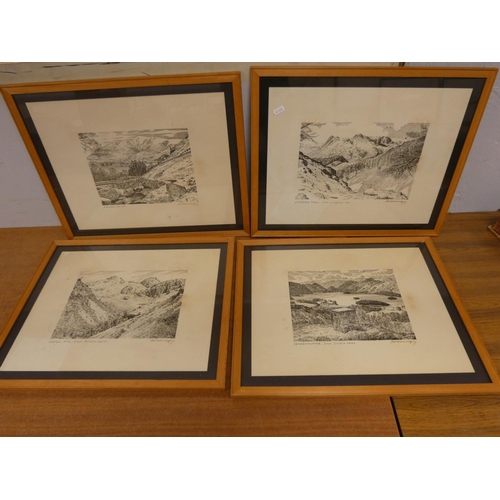 14 - WAINWRIGHT A.  4 prints, each signed by Wainwright: Langdale Pikes; Ashness Bridge; Derwen... 