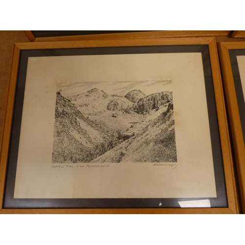 14 - WAINWRIGHT A.  4 prints, each signed by Wainwright: Langdale Pikes; Ashness Bridge; Derwen... 