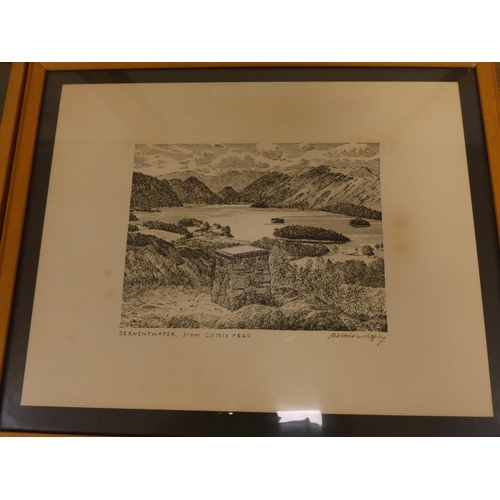 14 - WAINWRIGHT A.  4 prints, each signed by Wainwright: Langdale Pikes; Ashness Bridge; Derwen... 