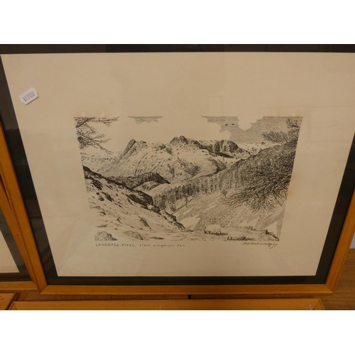 14 - WAINWRIGHT A.  4 prints, each signed by Wainwright: Langdale Pikes; Ashness Bridge; Derwen... 