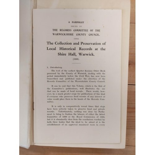 274 - WARWICK COUNTY RECORDS.  Vols. 1 to 6. Illus. Two tone cloth, faded backs. Warwick, 1935-1941.... 