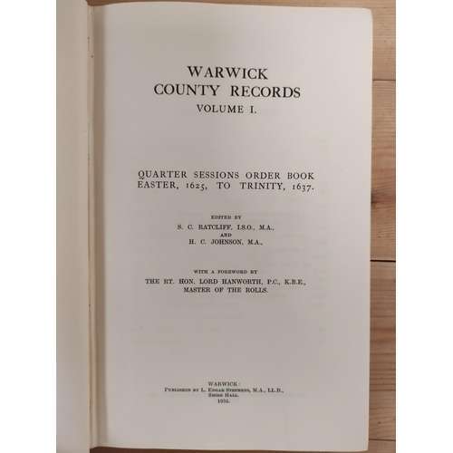 274 - WARWICK COUNTY RECORDS.  Vols. 1 to 6. Illus. Two tone cloth, faded backs. Warwick, 1935-1941.... 