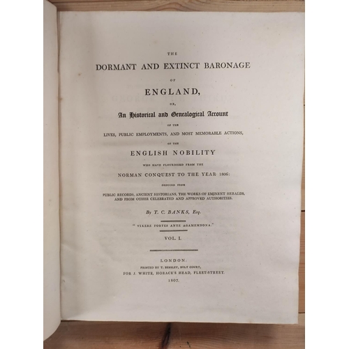 286 - BANKS T. C.  The Dormant & Extinct Baronage of England. Vols. 1 to 3 (excludes the 183... 