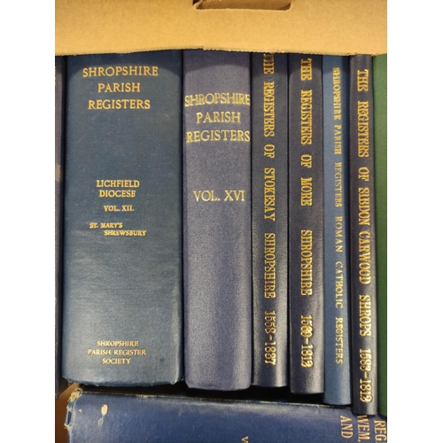 292 - SHROPSHIRE PARISH REGISTER SOCIETY.  A large carton of their publications. Various bdgs.... 