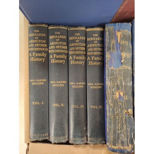 296 - HIGGINS MRS NAPIER.  The Bernards of Abington & Nether Winchendon. 4 vols. Orig. dark ... 