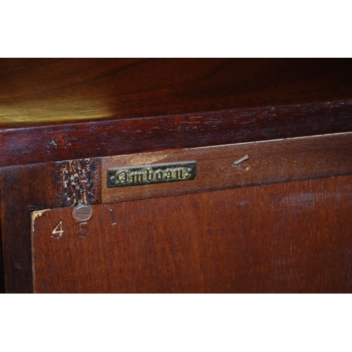 303 - Biedermeier-style mahogany bureau cabinet by Amboan, the cabinet top with a door above a short drawe... 