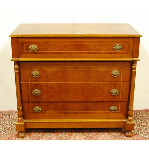 309 - French-style reproduction walnut secrétaire chest of drawers, with a fall front secrétaire drawer to... 