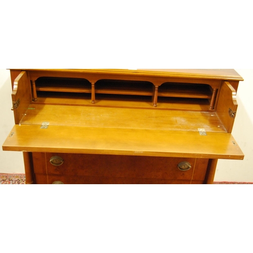 309 - French-style reproduction walnut secrétaire chest of drawers, with a fall front secrétaire drawer to... 