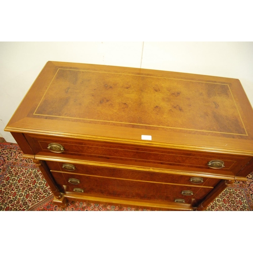 309 - French-style reproduction walnut secrétaire chest of drawers, with a fall front secrétaire drawer to... 