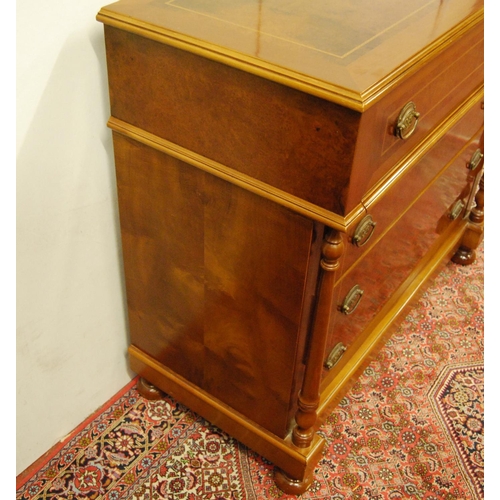 309 - French-style reproduction walnut secrétaire chest of drawers, with a fall front secrétaire drawer to... 
