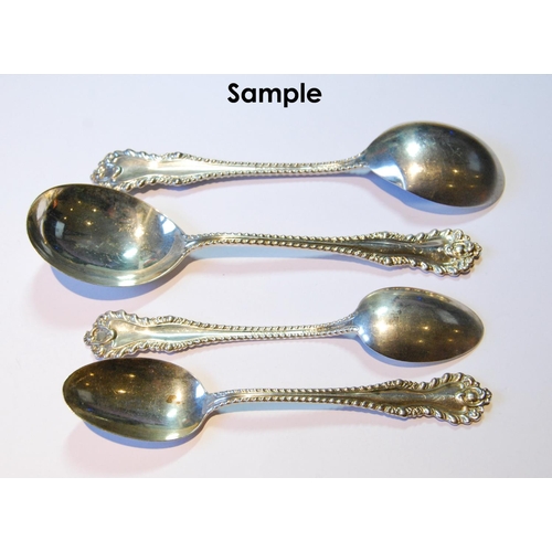9 - Twelve American silver soup spoons and twelve teaspoons of beaded scroll pattern by Wright Kay &... 