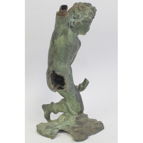 322 - Cast bronze figure of a putto wrestling with a serpent, on naturalistic plinth base, a.f., 27cm high... 