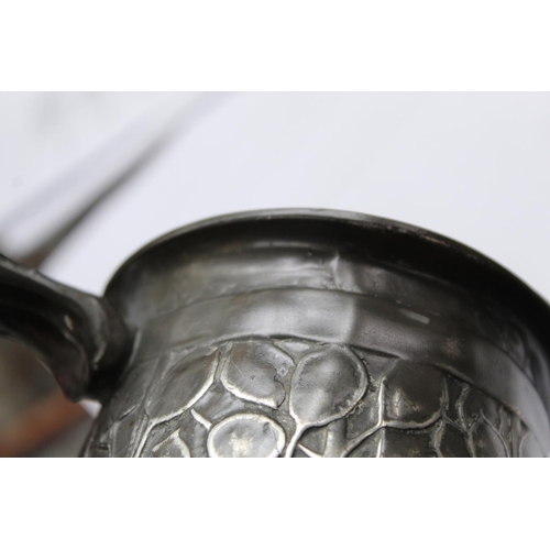 466 - Tudric pewter Art Nouveau twin handled loving cup by David Veazey for Liberty & Co., decorated w... 