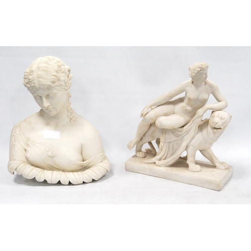 127 - Manner of Sculptor John Bell (British, 1811 - 1895)Parian ware figure modelled as Ariadne with a pan... 