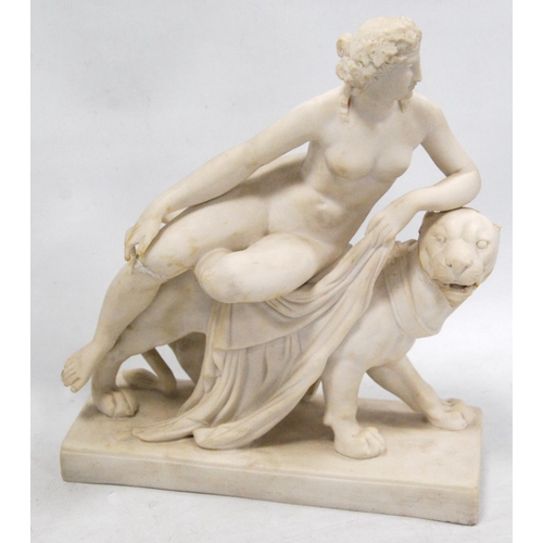 127 - Manner of Sculptor John Bell (British, 1811 - 1895)Parian ware figure modelled as Ariadne with a pan... 