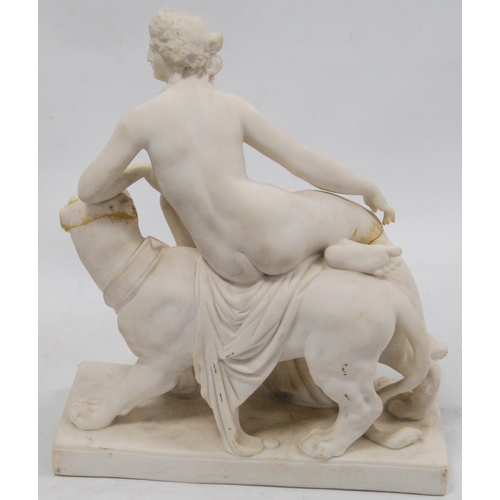 127 - Manner of Sculptor John Bell (British, 1811 - 1895)Parian ware figure modelled as Ariadne with a pan... 