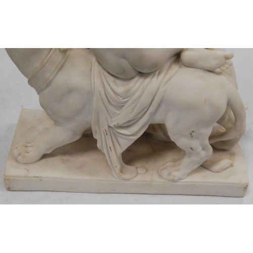 127 - Manner of Sculptor John Bell (British, 1811 - 1895)Parian ware figure modelled as Ariadne with a pan... 