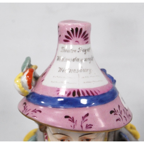 168 - Pair of early 20th century Royal Crown Derby Mansion House dwarf figures, both bearing slogans to th... 