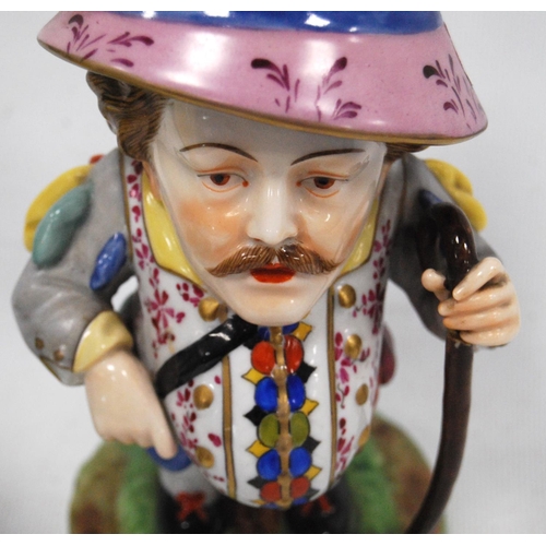 168 - Pair of early 20th century Royal Crown Derby Mansion House dwarf figures, both bearing slogans to th... 