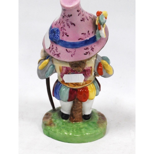 168 - Pair of early 20th century Royal Crown Derby Mansion House dwarf figures, both bearing slogans to th... 