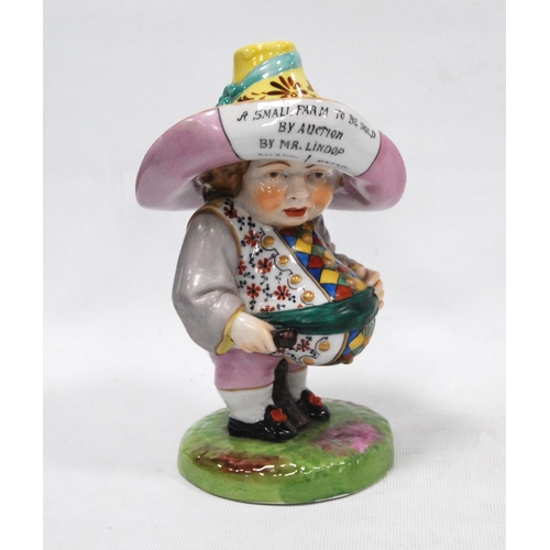 168 - Pair of early 20th century Royal Crown Derby Mansion House dwarf figures, both bearing slogans to th... 