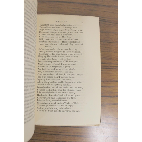 128 - BAILEY PHILIP J.  Festus, A Poem. Inscribed copy from the author. Later annotations & ... 