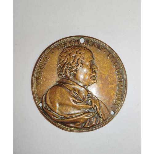 140 - 17th century bronze plaque / medal c1670s commemorating the famous cartographer Peter Bertius by Fra... 