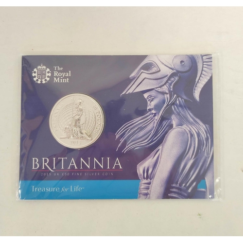 112 - Great Britain- Silver bullion coins to include three 1oz silver Britannias, one boxed and with paper... 