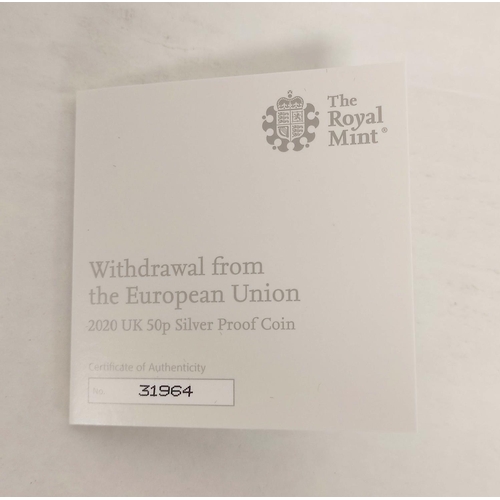 113 - Great Britain- Limited edition boxed 2020 Withdrawal From the European Union Brexit 50 pence proof s... 