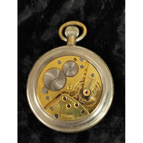 164 - Omega WW2- 1944 G.S.T.P stem set open face pocket watch with cal 38.5L T1 15 jewel movement. The dia... 